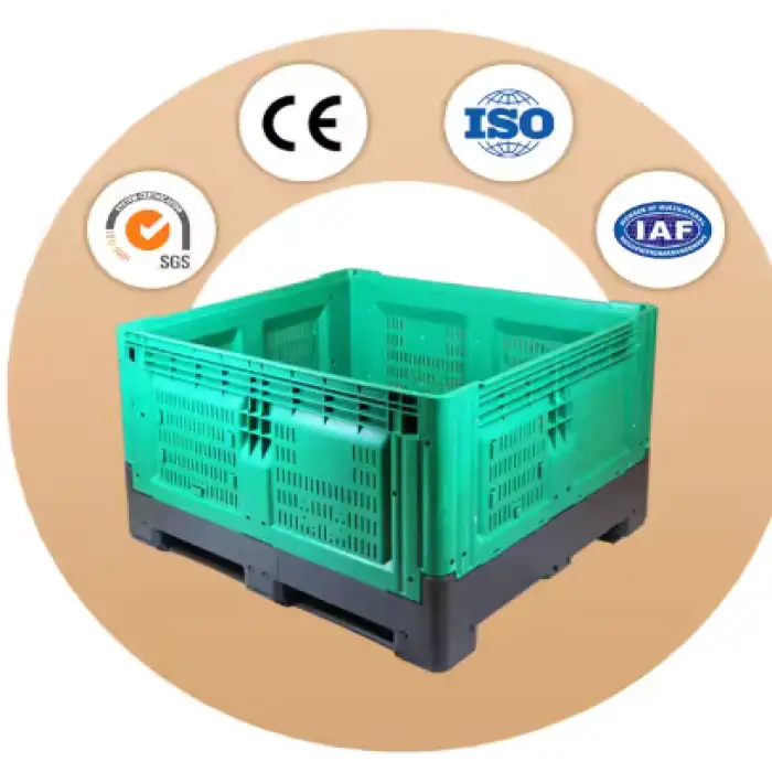 Heavy Duty Large Hdpe Mesh Vented Vegetable and Fruits Storage Foldable Collapsible Corrugated Plastic Bins Plastic Pallet Box