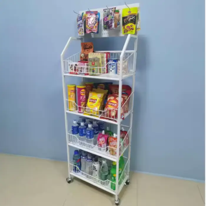 Custom Supermarket Toy Display Shelves Convenience Store Cashier Multi-layer Shelves Racks for Shop Wire Shelves