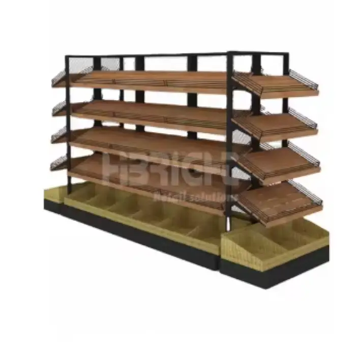 Bread Display Rack Highbright Wooden Material Gondola Shelf Supermarket Bakery Store Bread Rack