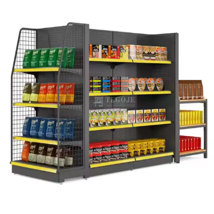 Professional Heavy-Duty Gondola Shelving System Supermarket Rack for Large Retail Spaces Display Shelf Made of Durable Steel