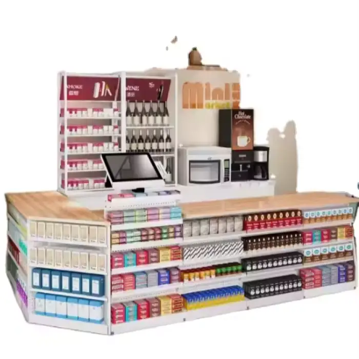 Supermarket Cashier Counter Shop Small Corner Front Desk Pharmacy Small Shelf Fruit Cigarettes Modern Convenience Store