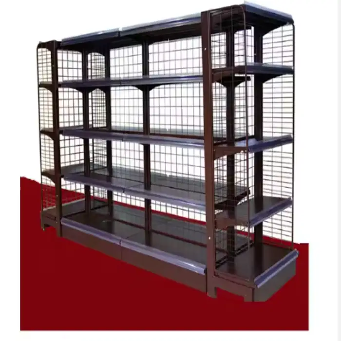 Wholesale Custom Double-side Drink Floor Stand Supermarket Furniture Display Shelf Grocery Store Metal Grid Display Racks