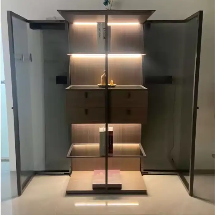 Factory Lighted Transparent Aluminum Glass Display Case Home Storage Showcase Airplane Wing Cabinet With Drawers