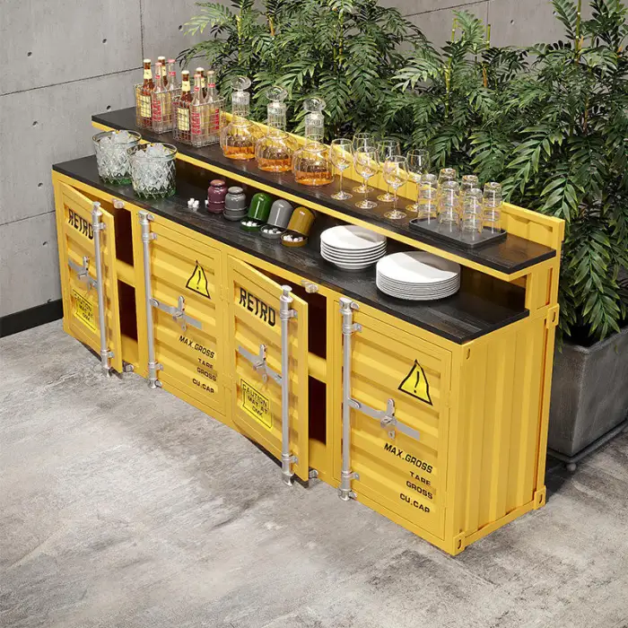 Industrial Style Iron Container Locker Hot Pot Restaurant Equipment Sideboard Liquor Side Cabinet Seasoning Platform