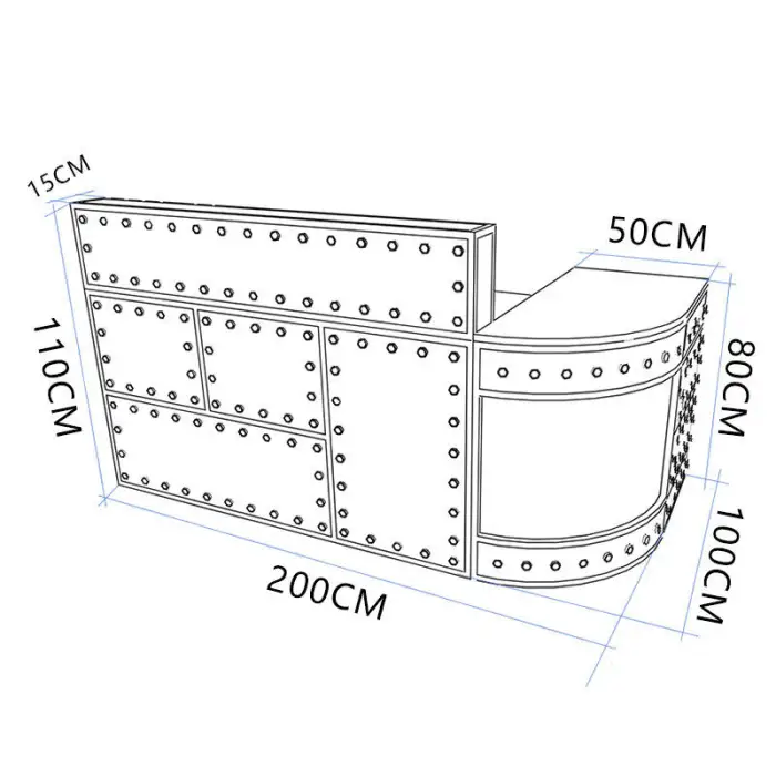 Industrial Style Creative Retro Corner Reception Desk Wrought Iron Bar Counter Rivet Milk Tea Shop Clothing Store Cashier