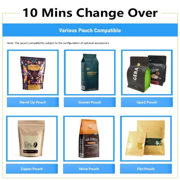 1 Kilo Ground and Whole Bean Coffee Premade Bags Pack System Packing Machine