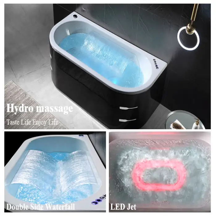 1800 Body Hydromassage Whirlpools Freestanding Smart Bath Tub Spa Waterfall Massage Jet Led Bathtub Spare Part Acrylic White