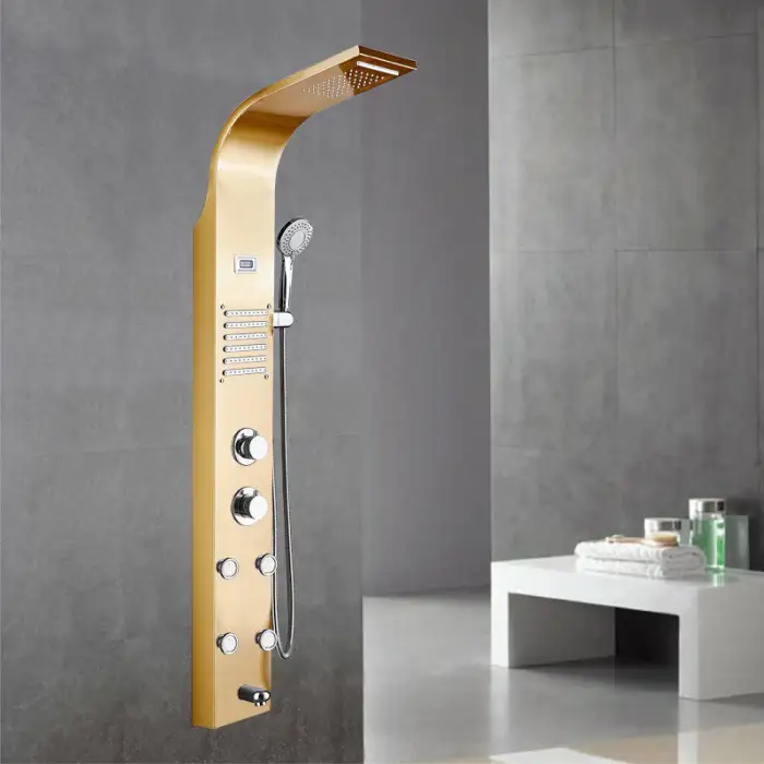 Luxury Black Color Thermostatic Led Rain Shower Bathroom Stainless Steel Wall Mounted Waterfall Shower