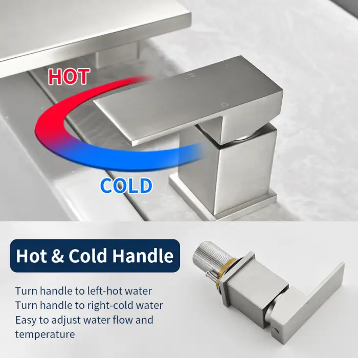 Bathroom 2 Functions Waterfall Deck Mount Hot Cold Water Mixer Bath Tub Faucet Four Holes Brushed Bathtub Faucet