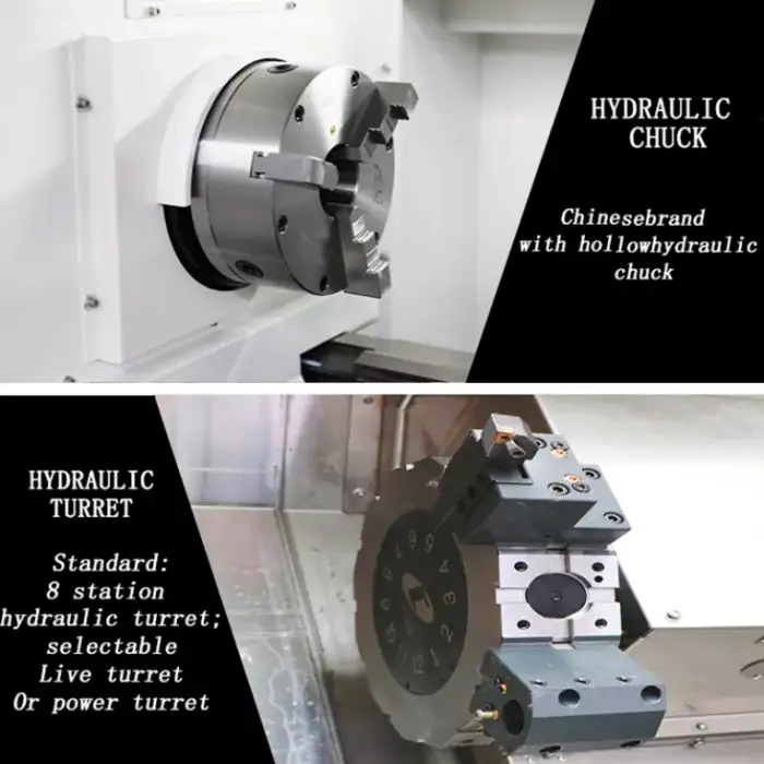 Slant Bed Cnc Lathe TCK36 Cnc Turning Lathes Machine Cnc Slant Bed Lathe 2 Axis Hydraulic Turret