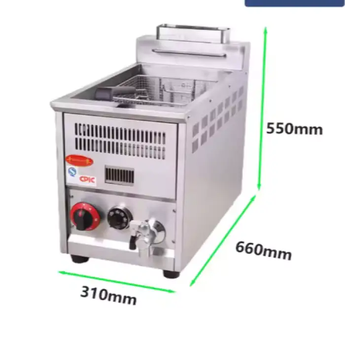 Commercial Industrial Stainless Steel Gas Single Tank Fish and Potato Chips Corn Dog Frying Deep Fryer