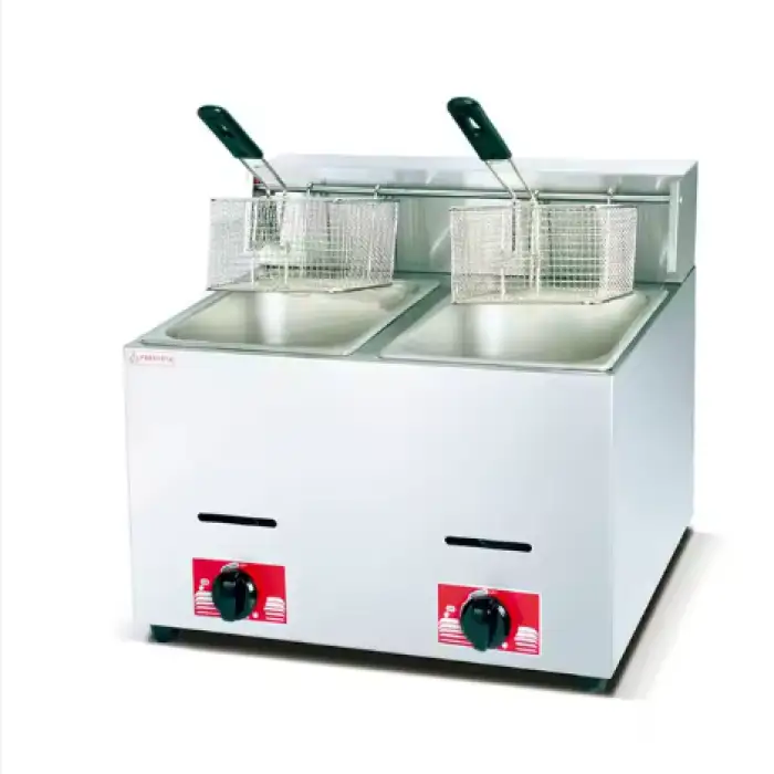 Commercial Restaurant Equipment Potato Chips Fryer Machine 2-Tank Gas Deep Fryer