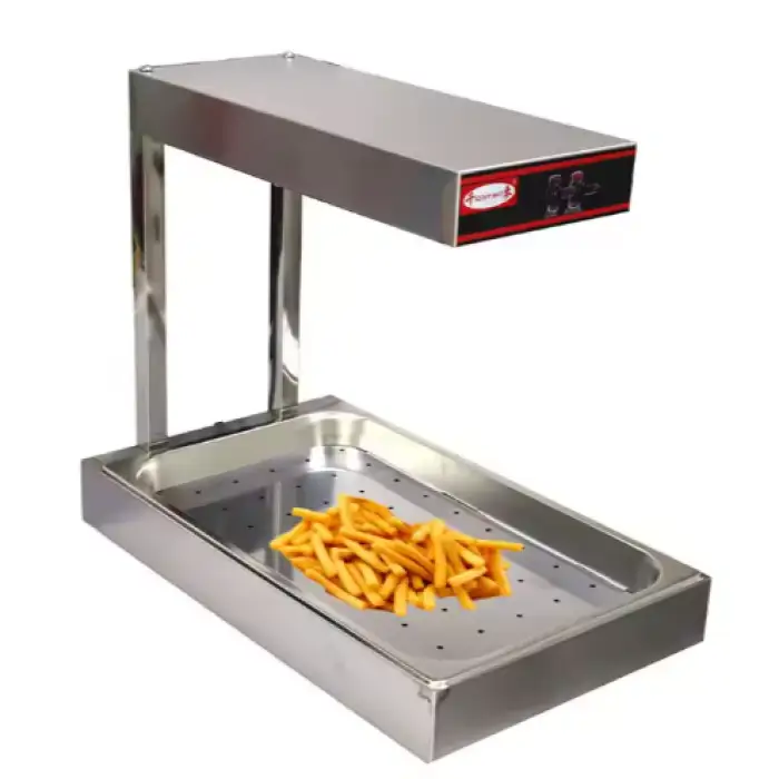 Commercial Food Display Warmer Showcase Chips Working Station French Fry Warmer Vertical Type Pedestal Chips Warmer