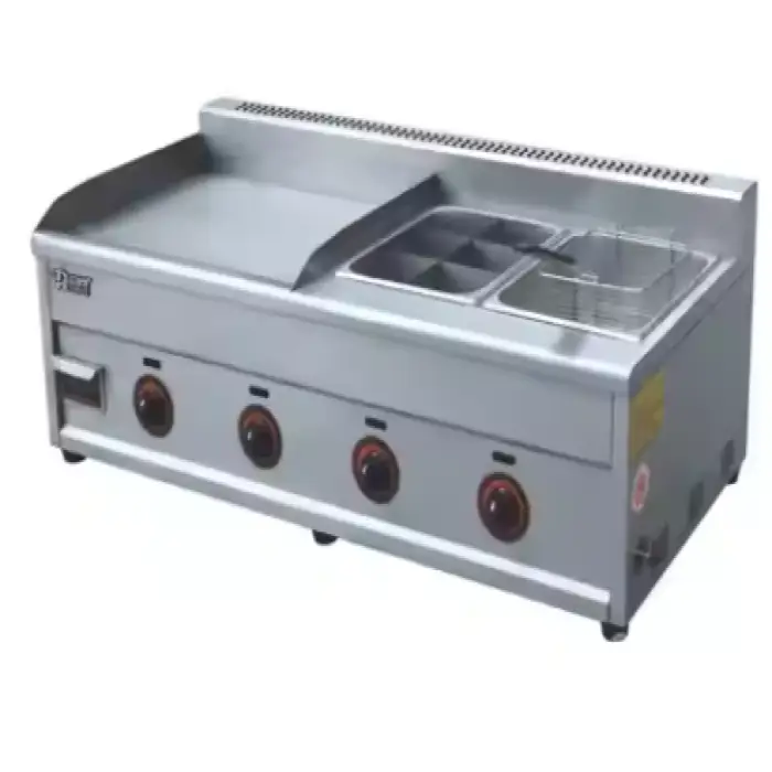 Commercial Tabletop Gas Griddle Fryer New Condition Restaurant Gas Grill Griddle Hamburger Cooker Machine