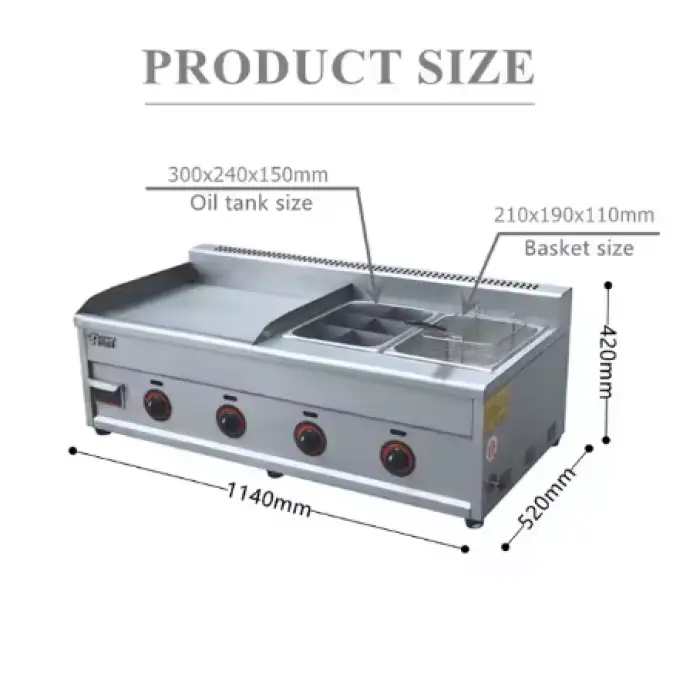 Commercial Tabletop Gas Griddle Fryer New Condition Restaurant Gas Grill Griddle Hamburger Cooker Machine