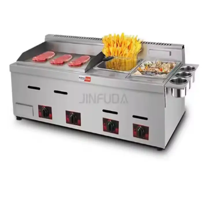 Commercial Gas Cast Iron Griddle With Fryer Griddle With Fryer Stainless Steel Flat Plate Gas Grill Griddle With Fryer