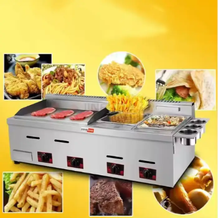 Commercial Gas Cast Iron Griddle With Fryer Griddle With Fryer Stainless Steel Flat Plate Gas Grill Griddle With Fryer