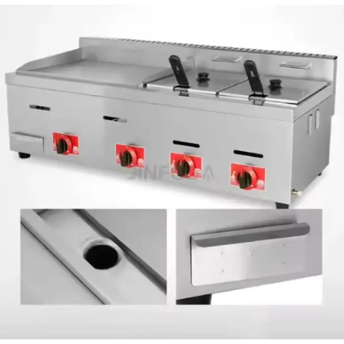 Commercial Gas Cast Iron Griddle With Fryer Griddle With Fryer Stainless Steel Flat Plate Gas Grill Griddle With Fryer