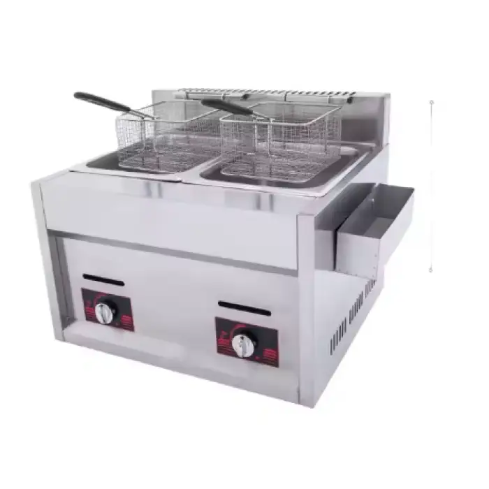 Commercial Gas Window Double Cylinder Double Screen Gas Fryer Large Capacity Snack Fryer Machine