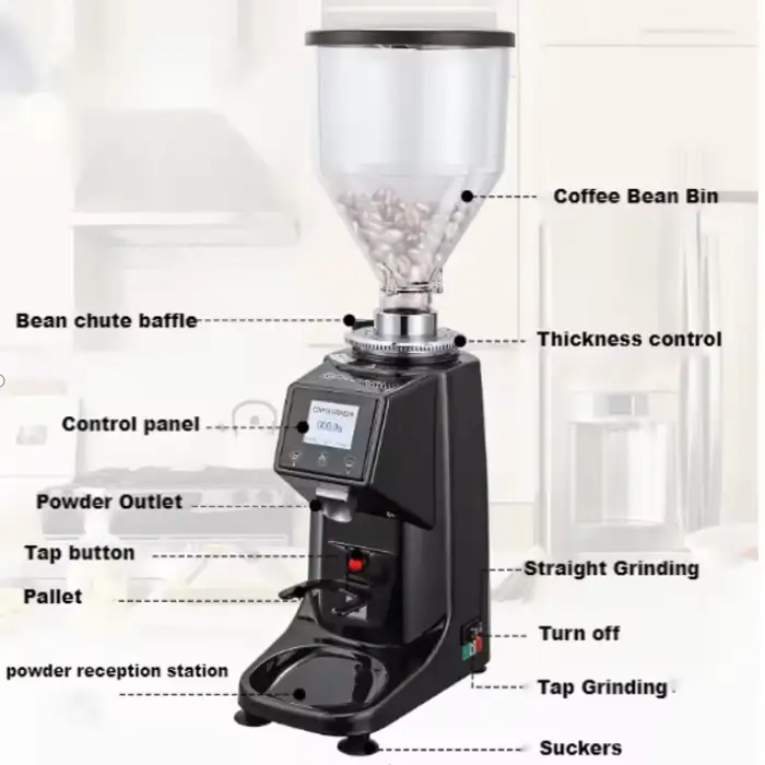 19 Gear Household Small Automatic Espresso Coffee Grinder Machine Touch-screen Grinding Disc Cocoa Bean Dryer Stainless Steel