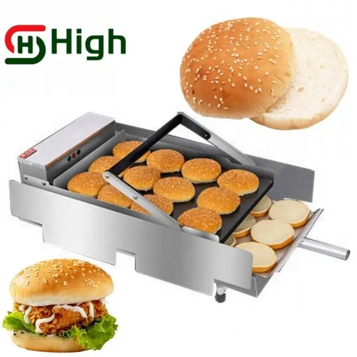 Bun Toaster Professional Commercial Stainless Steel Double Layer Hamburger Making Machine