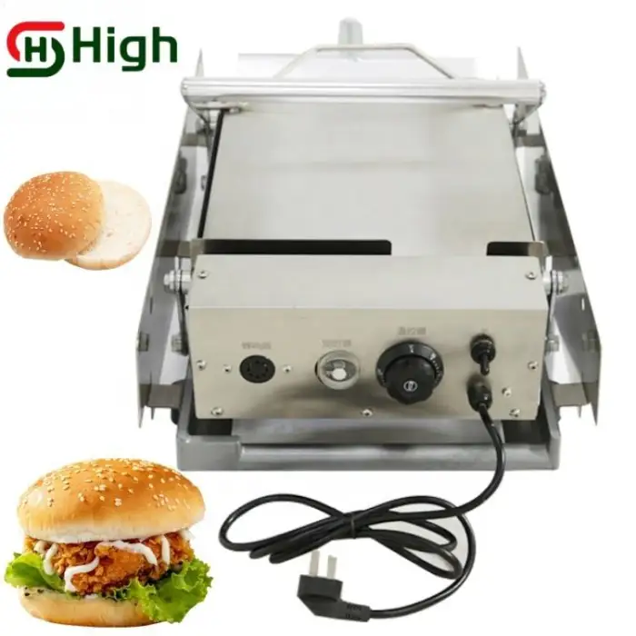 Bun Toaster Professional Commercial Stainless Steel Double Layer Hamburger Making Machine