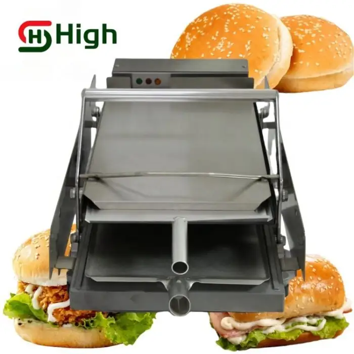 Bun Toaster Professional Commercial Stainless Steel Double Layer Hamburger Making Machine