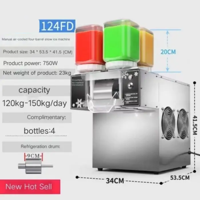 4 Barrel Snowflake Ice Shaved Machine Model: 124FD