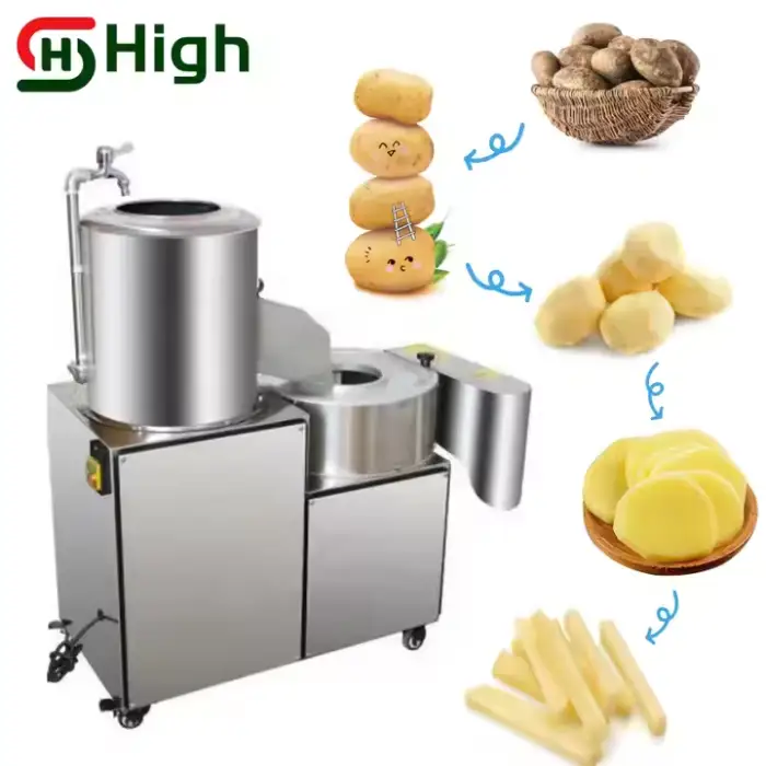 100kg Commercial Potato Peeling Cutting Machine French Fries Cutter Potato Chips Slicer