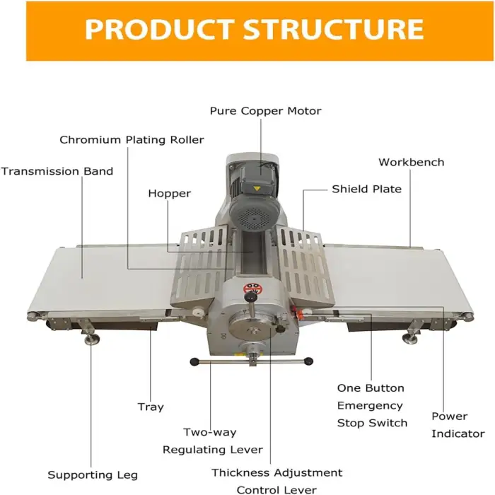 Dough Sheeter Machine Commercial Fondant Sheeter 19.7" Pasta Maker Roller Machine Foldable Dough Sheeter