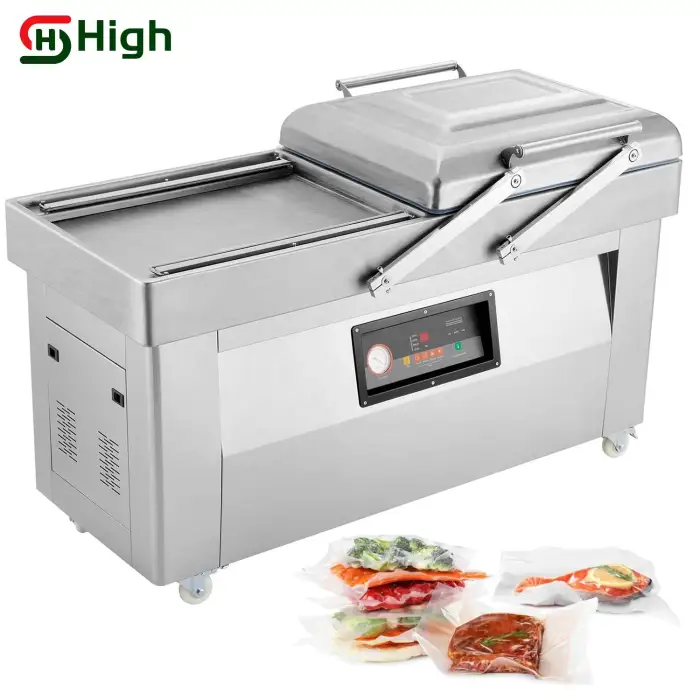 Supermarket Industrial Chicken Plastic Double Vacuum Chamber Sealer Packaging Packing Machine