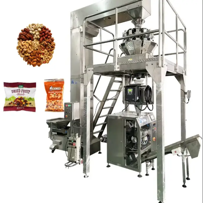 SUS304 Automatic Nuts Chips Corn Puffed Food Packing Machine Cashew Nuts Filling and Packaging Machine