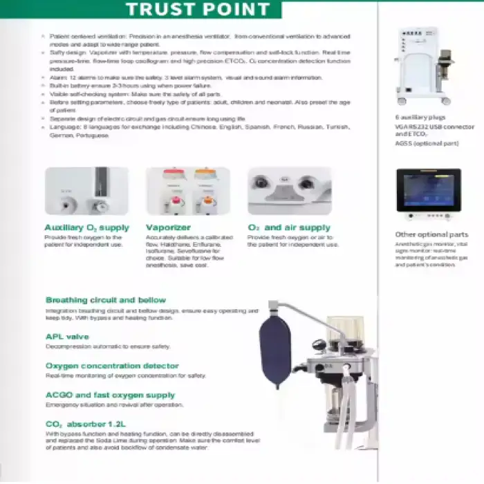 S6600 Electric Anaesthesia Machine with Workstation Table Medical Superstar Instruments