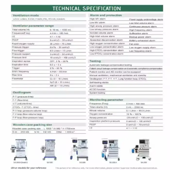 S6600 Electric Anaesthesia Machine with Workstation Table Medical Superstar Instruments