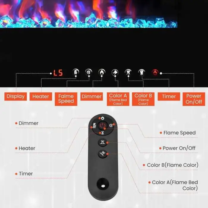 Modern 3-Sided Electric Fireplaces for Household & Hotels 40 50 60 72 80 90 100 Inch Furniture Wall Recessed