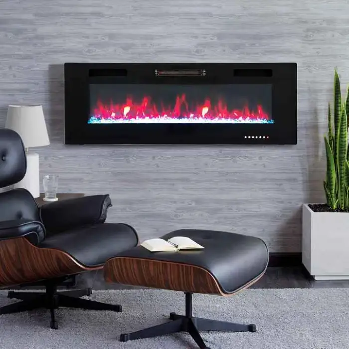 Modern 3-Sided Electric Fireplaces for Household & Hotels 40 50 60 72 80 90 100 Inch Furniture Wall Recessed