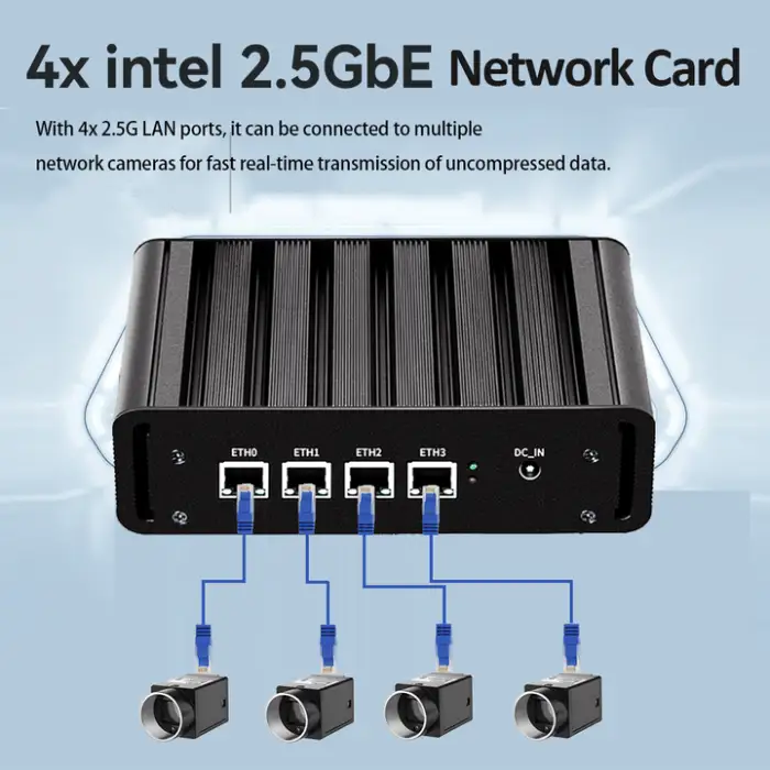 N100 Enterprise Business Home Fanless Mini PC Firewall Network Server 4 LAN 2.5G Intel I225V Ethernet Nic Pfsense Gateway Router