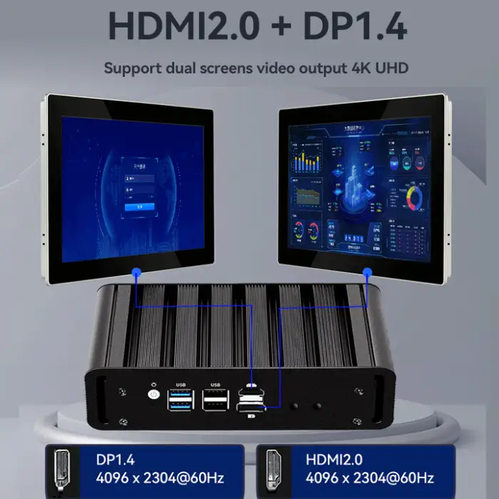 N100 Enterprise Business Home Fanless Mini PC Firewall Network Server 4 LAN 2.5G Intel I225V Ethernet Nic Pfsense Gateway Router