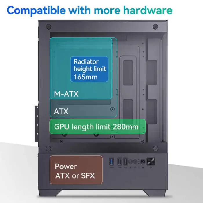 SNOWMAN High-Airflow Mid Tower PC Case Efficient ITX Chassis with USB Front Port for Gamers and Enthusiasts Stylish and Cool