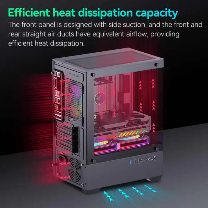 SNOWMAN High-Airflow Mid Tower PC Case Efficient ITX Chassis with USB Front Port for Gamers and Enthusiasts Stylish and Cool