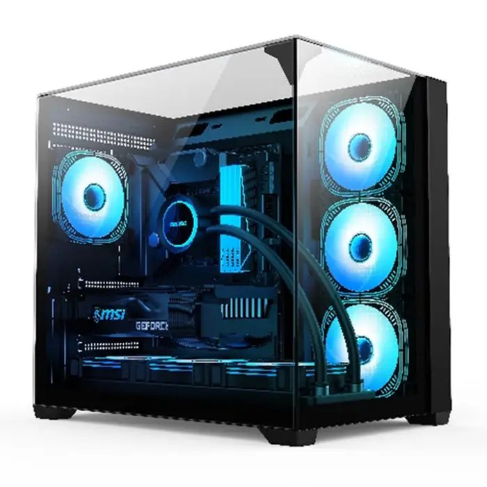 Sea View Fishtank Design PC Case ATX Gaming PC Cabinet Gaming Computer Case with RGB Midi Tower Gamer Computer Case