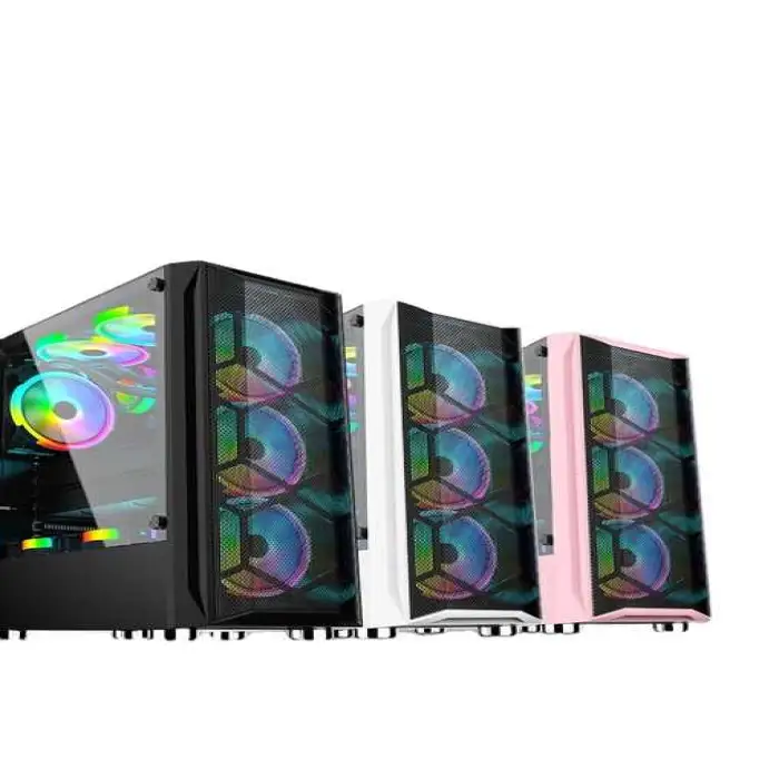 Most Popular High Airflow Design Tempered Glass ARGB Black Desktop Computer Gaming Case