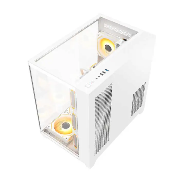 Ruix Aerospace Ultra-X White Color Computer Cabinet Mid Tower Full View Tank Tempered Gaming PC Case Mod PC Cases