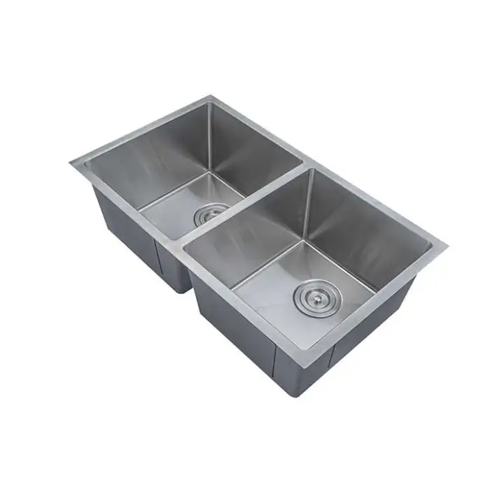Hm 32 Inch Handmade Kitchen Sink Sanitary Ware Wash Basin Undermount 50/50 Luxury Double Bowl Stainless Steel Kitchen Sink