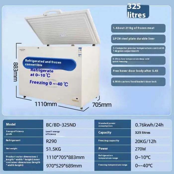 Large Capacity Commercial & Household Horizontal Single Door Freezer Low Temperature Minus 40 Degrees
