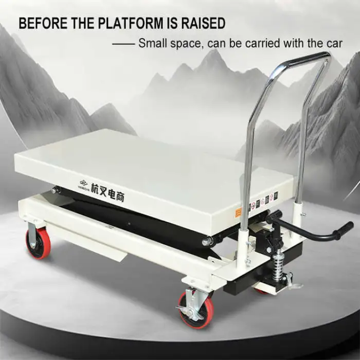 Hangcha   CE ISO Approved 150kg Capacity Hand Small Lift Platform Manual Hydraulic Scissor Lift Tables