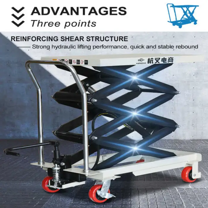 Hangcha   CE ISO Approved 150kg Capacity Hand Small Lift Platform Manual Hydraulic Scissor Lift Tables