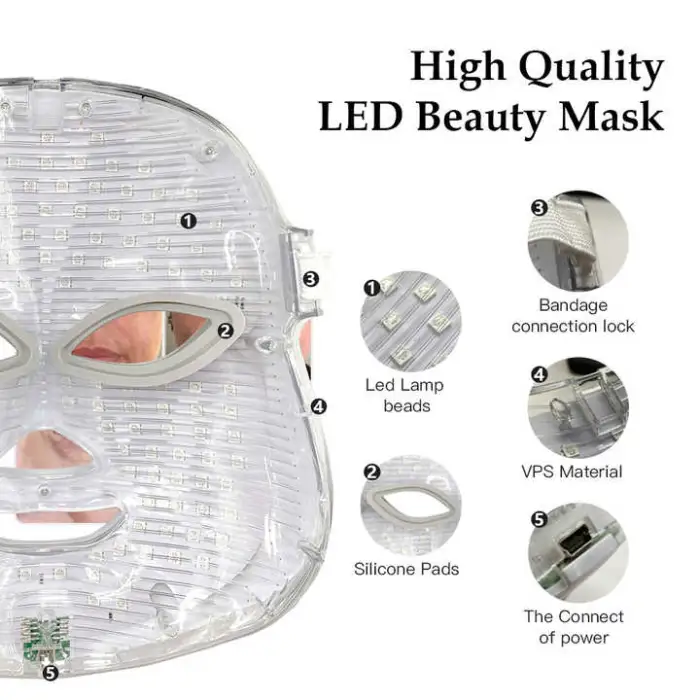 Anti Aging Face and Neck Led Mask Medical Grade 630nm Red Led 3 Color Facial Therapy Mask