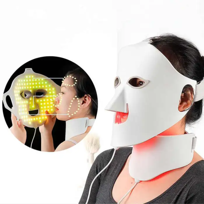 Red Light Photon Therapy Flexible Silicone LED Face Mask Acne Treatment Removal Facial Neck Whitening Firming