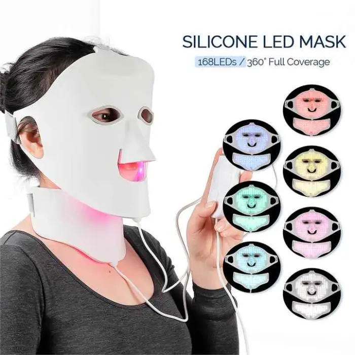 Red Light Photon Therapy Flexible Silicone LED Face Mask Acne Treatment Removal Facial Neck Whitening Firming